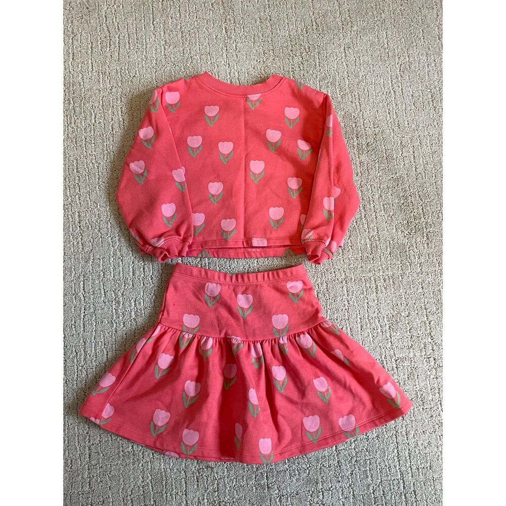 H&M - 2-piece Sweatshirt and Skirt Set - Dark pink/floral - 5T/6T